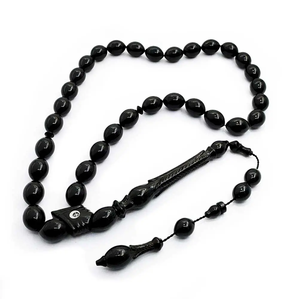 Badem Cut Usta Crafted Kumpaslı Koleksiyonluk Erzurum Oltu Stone Prayer Beads