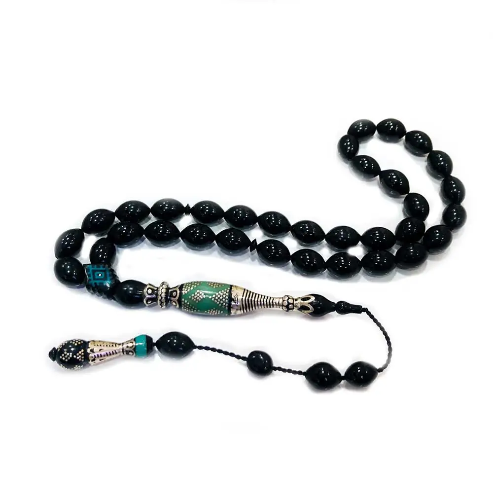 Kumpas Crafted Green Nakkaş Sistemli İmame Erzurum Oltu Stone Prayer Beads