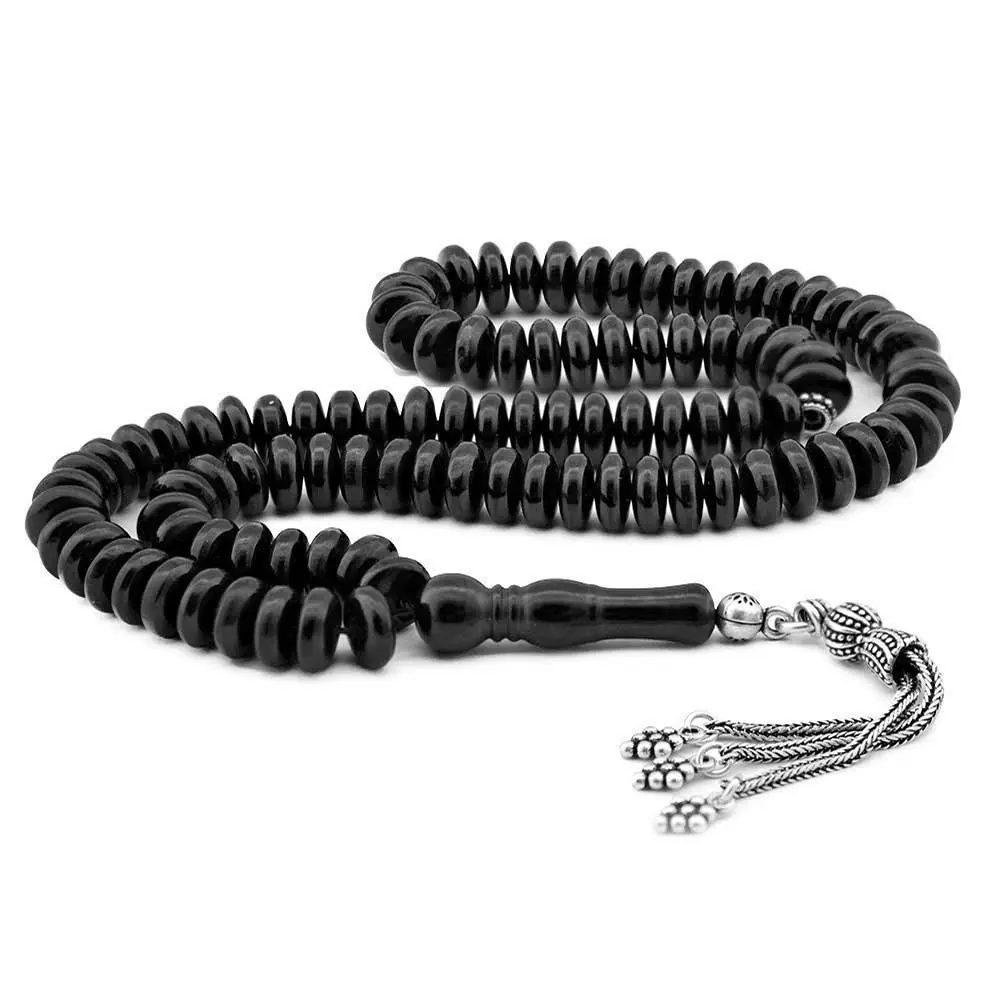 Silver Tasselled 99'Luk Erzurum Oltu Stone Prayer Beads