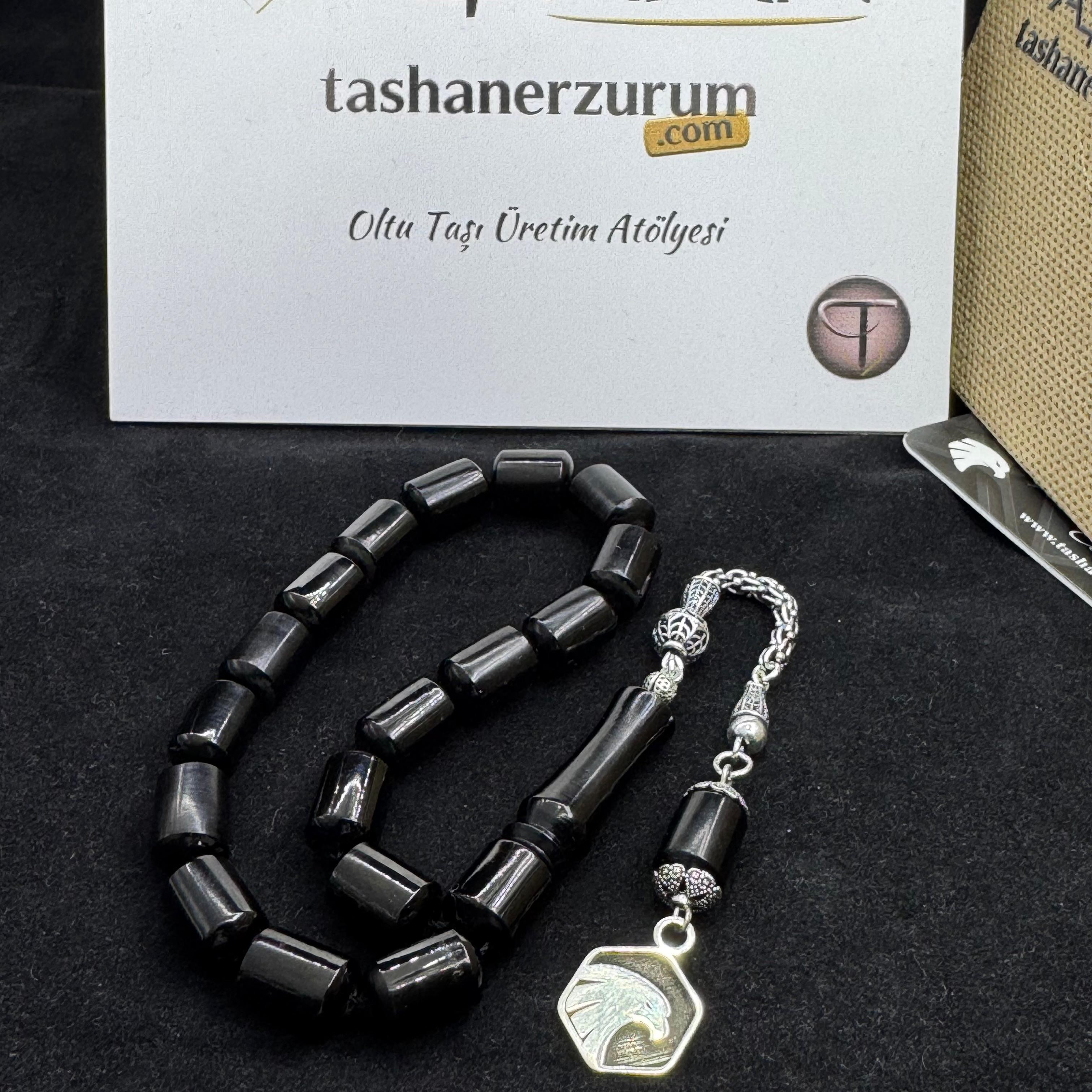 Kapsül Kesim Özel İşçilikli Erzurum Oltu Taşı 17 li Efe Stres Tesbihi
