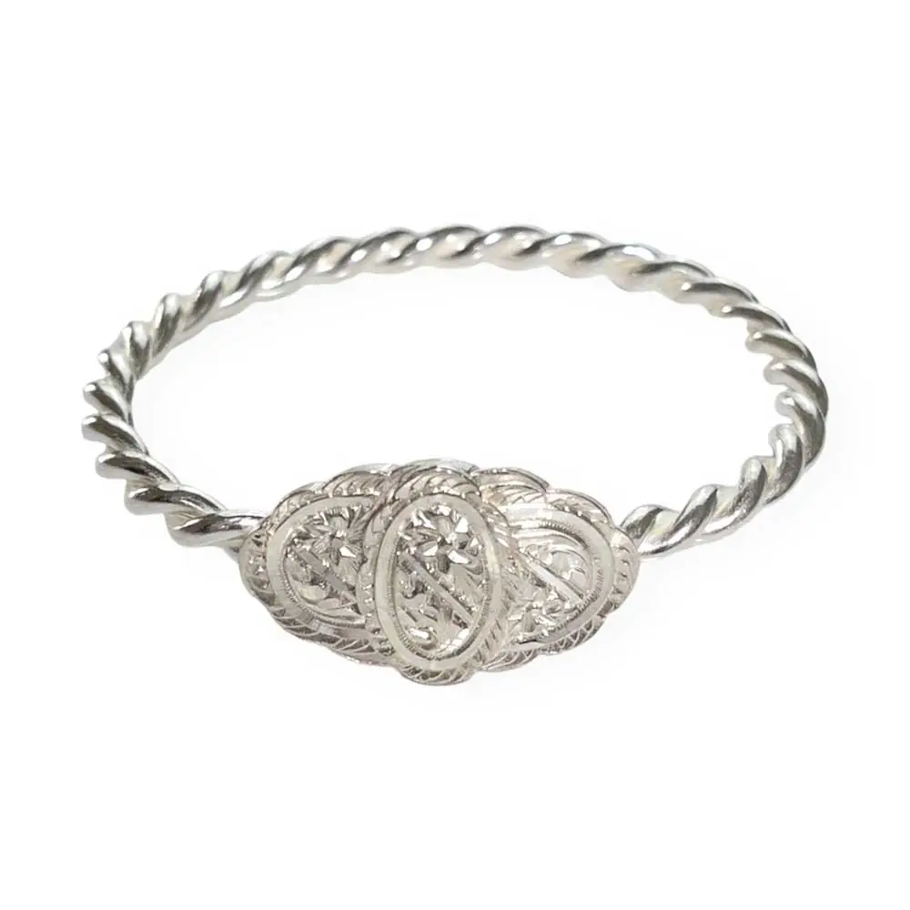 Erzurum Handcrafted Kaşlı Silver Twisted Bangle