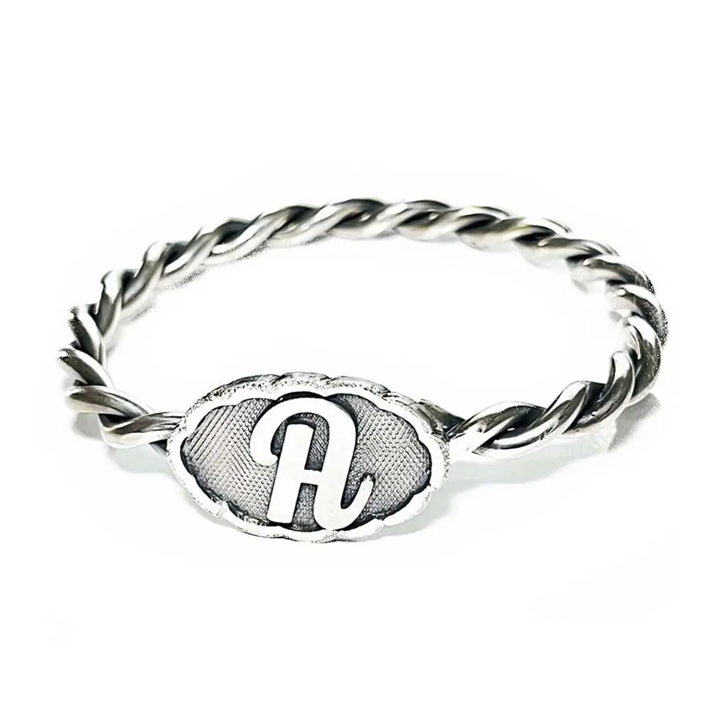 Initial Silver Bangle Handcrafted