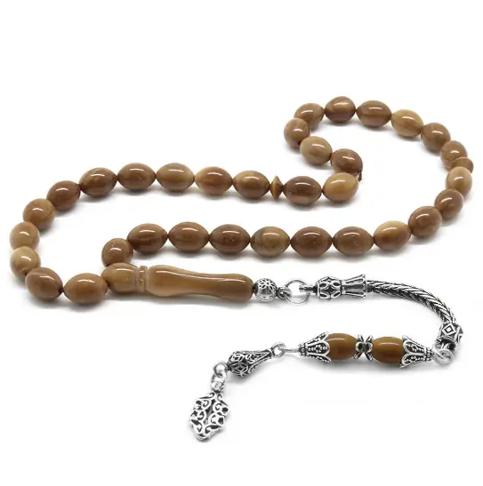 925 K Silver Tasselled Light Color Arpa Cut Kuka Seed Prayer Beads