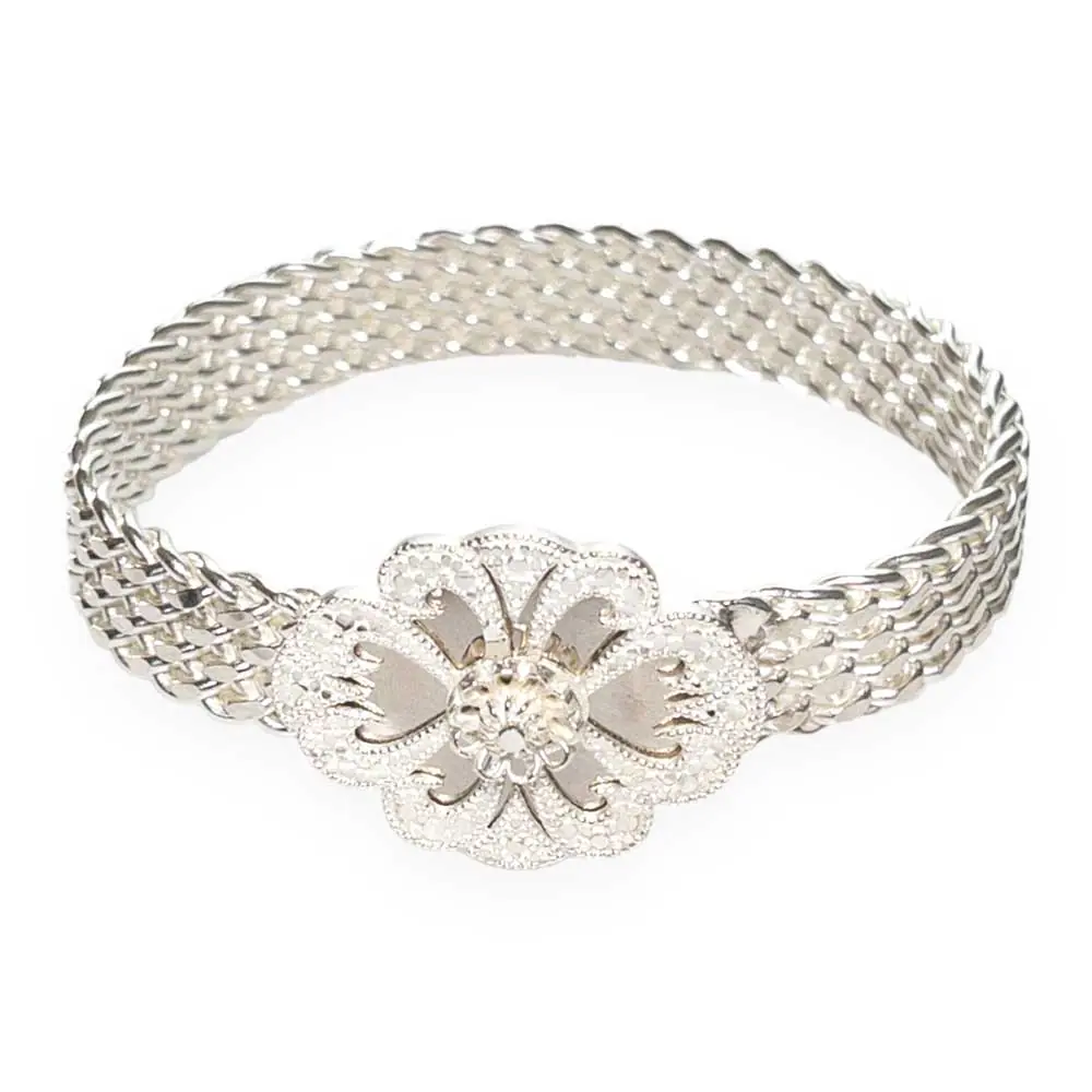 Mesh Woven Erzurum Handcrafted Silver Bangle