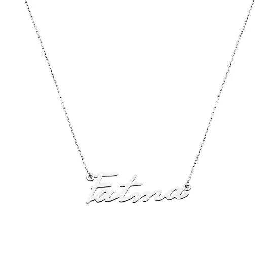 Yatay Design Personalized Name Engraved 925 K Silver Women's Necklace