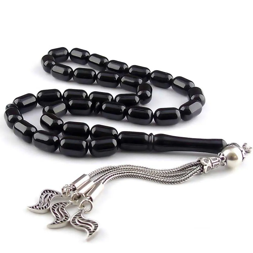 Capsule Cut Kumpas Crafted Erzurum Oltu Stone Prayer Beads