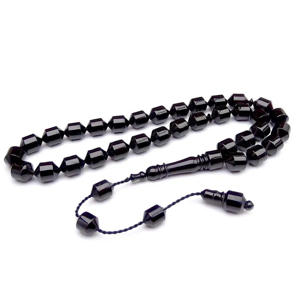 Tipped Capsule Cut Kumpas Crafted Sistemli Erzurum Oltu Stone Prayer Beads