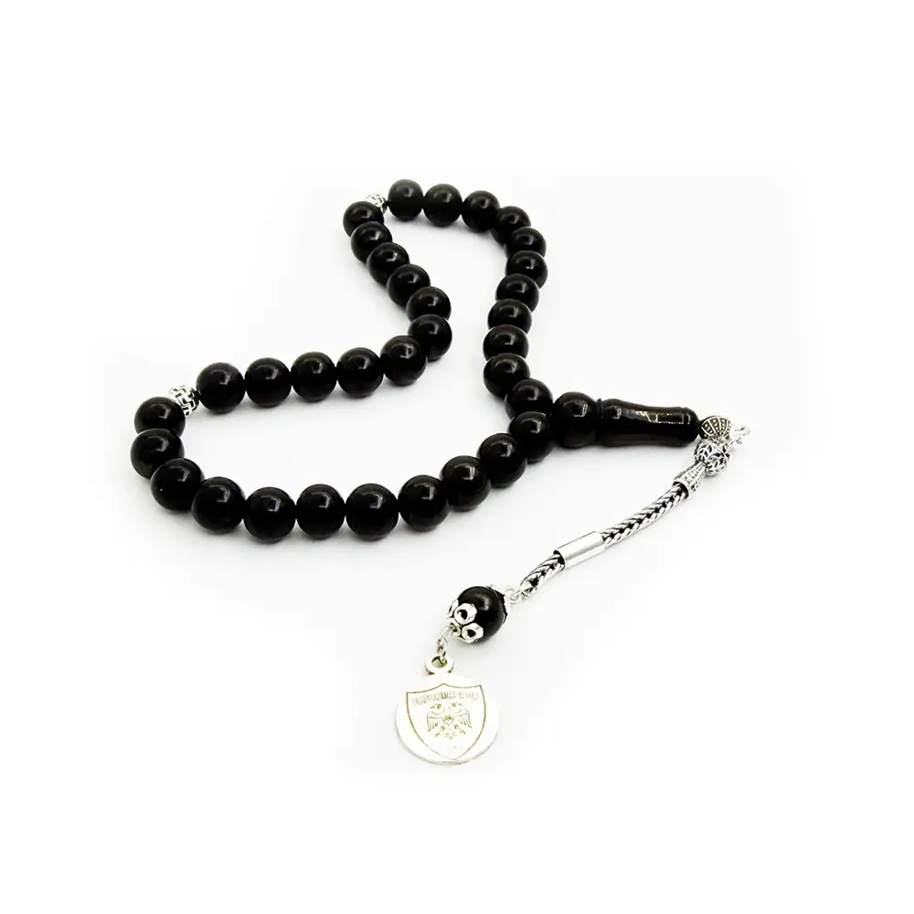 Silver Tasselled Erzurum Oltu Stone Taraftar Prayer Beads