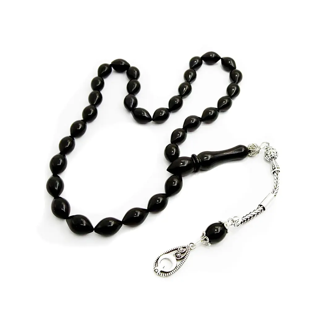 Badem Cut Plain Handcrafted Erzurum Oltu Stone Prayer Beads
