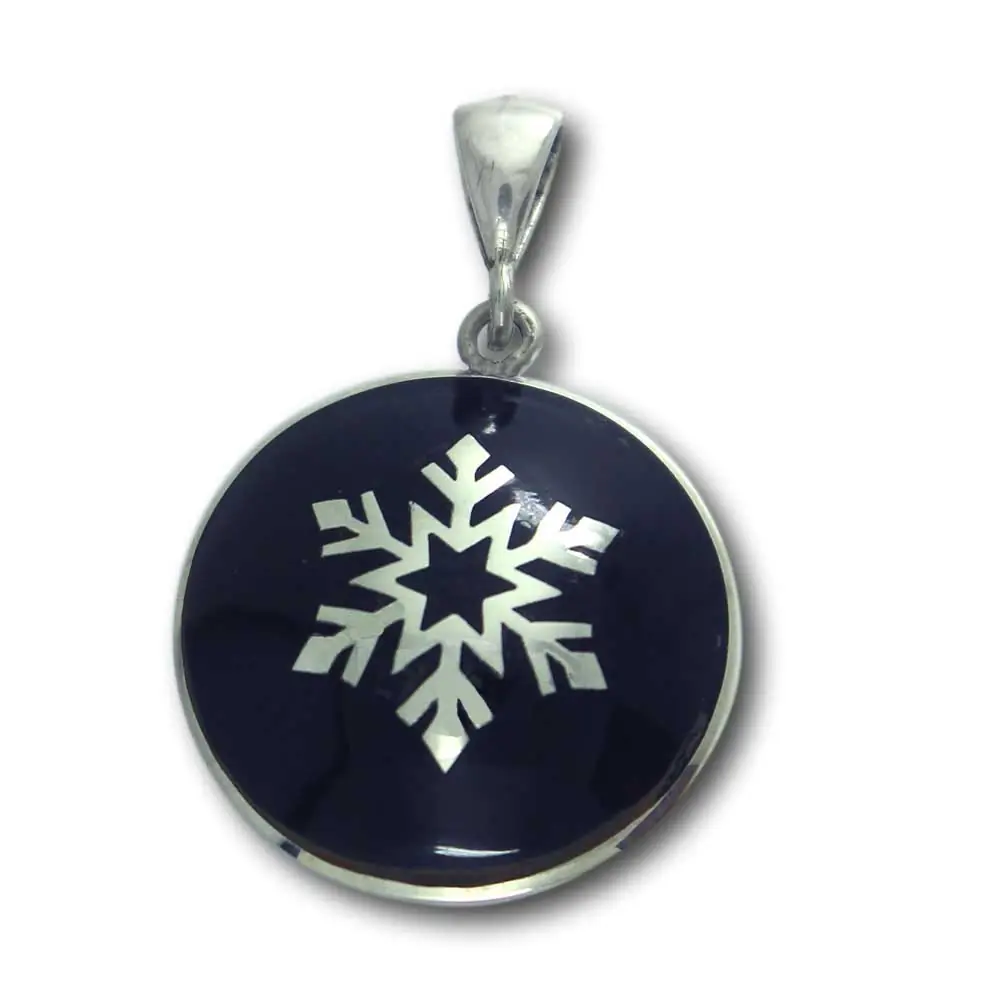 925 K Silver Snow Flake Engraved Necklace