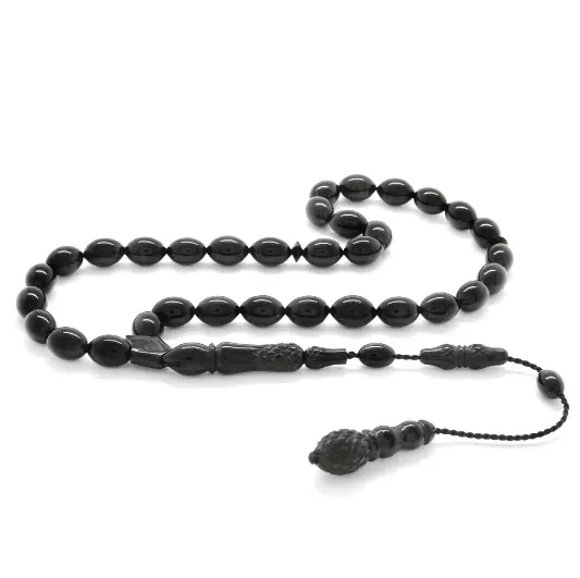 Kumpas Crafted İmamesi Engraved Arpa Cut Erzurum Oltu Stone Prayer Beads