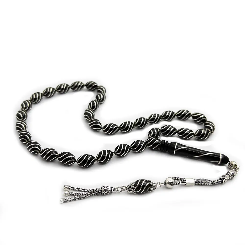 Çeşmi Bülbül Engraved Usta Crafted Erzurum Oltu Stone Prayer Beads