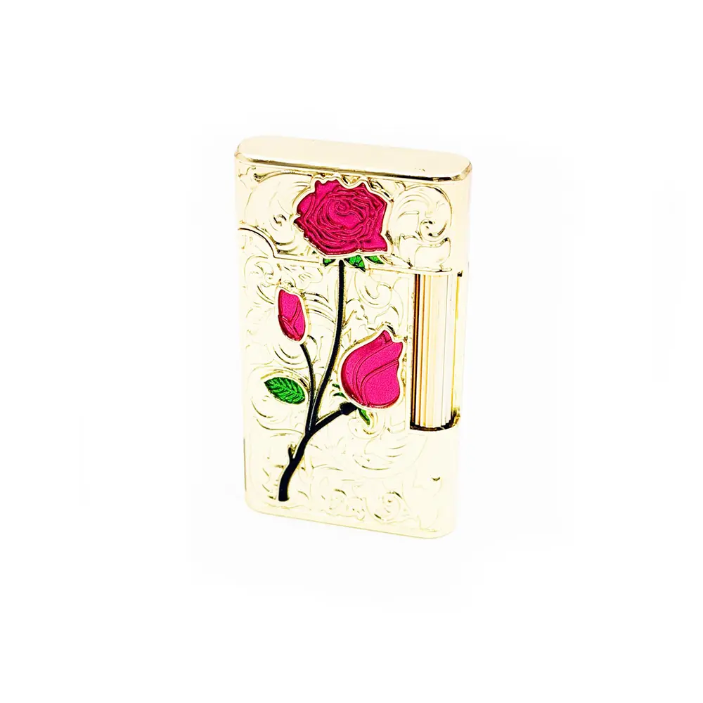 Taşhan Embossed Rose Patterned Brass Lighter
