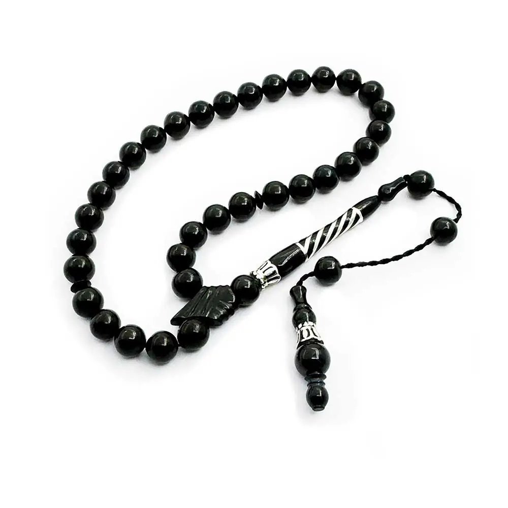 Silver Engraving İmameli Handcrafted Erzurum Oltu Stone Prayer Beads