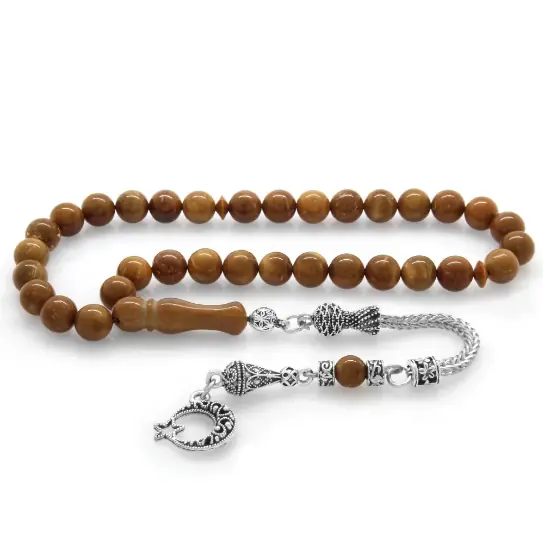 Kararmaz Metal Tasselled Light Color Sphere Cut Kuka Seed Prayer Beads