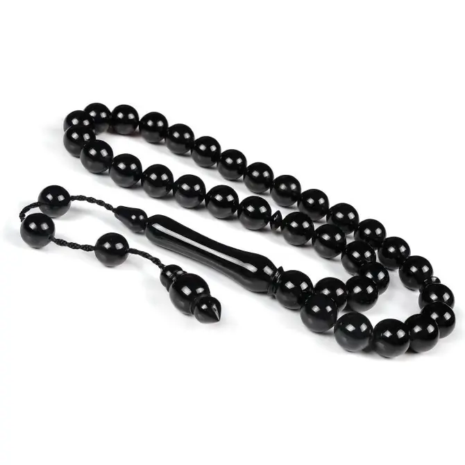 Sphere Cut Sistemli Tassel Handcrafted Erzurum Oltu Stone Prayer Beads