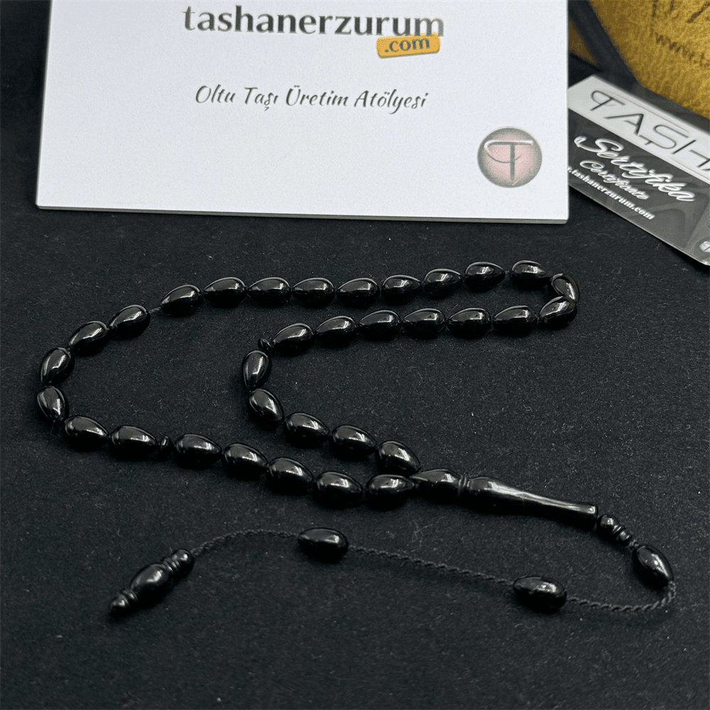 Rosenkranz aus Erzurum Oltu-Stein im Wassertropfenschliff