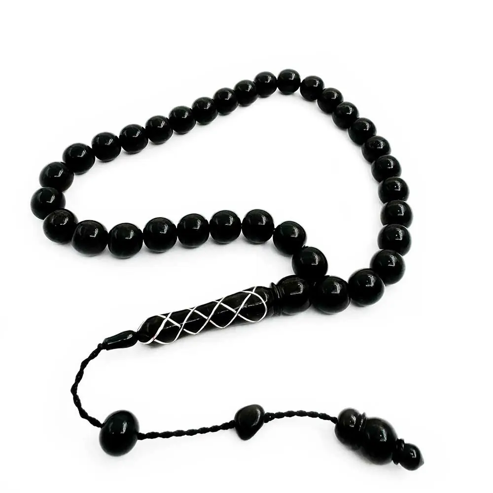 Silver Engraving İmameli Sistemli Handcrafted Erzurum Oltu Stone Prayer Beads