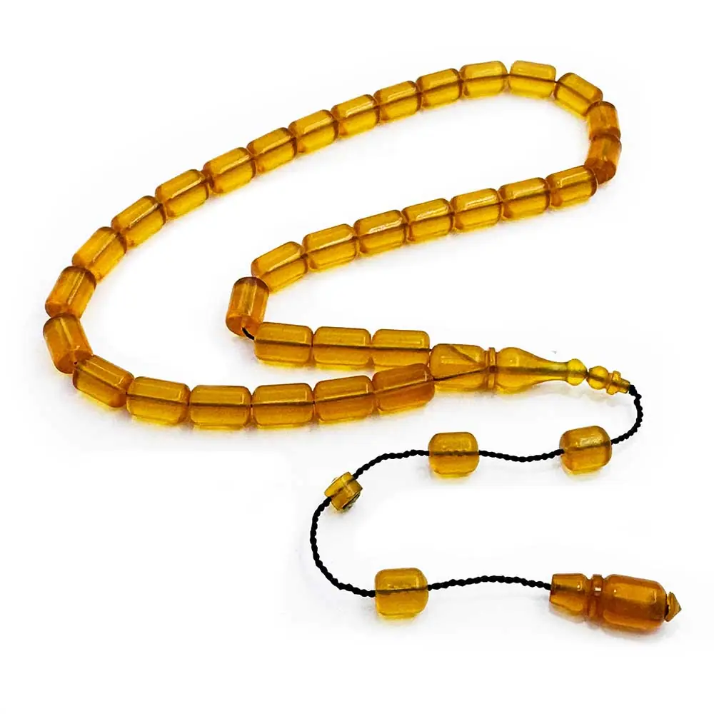 Usta Crafted Yellow Fire Amber Prayer Beads