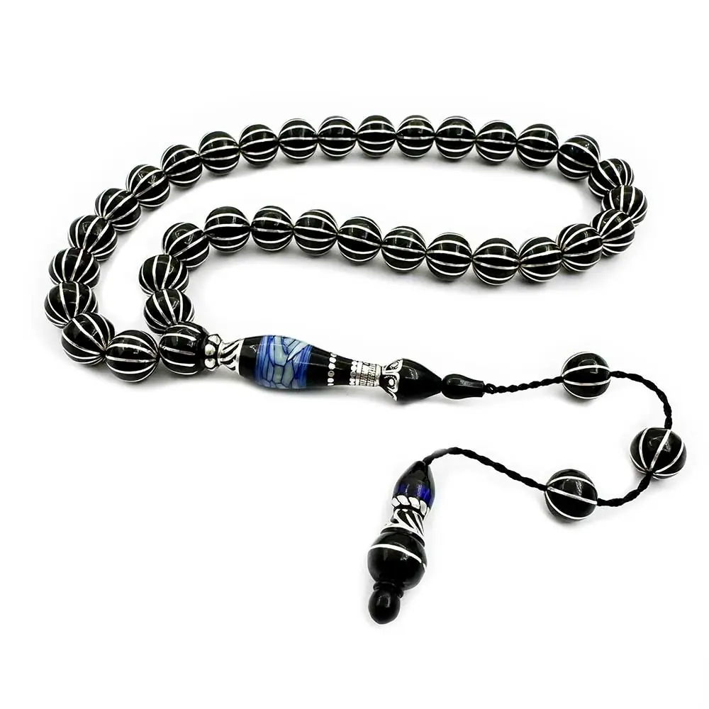 Nakkaş İmame Usta Crafted 12 li Karpuz Yarma Engraved Erzurum Oltu Stone Prayer Beads