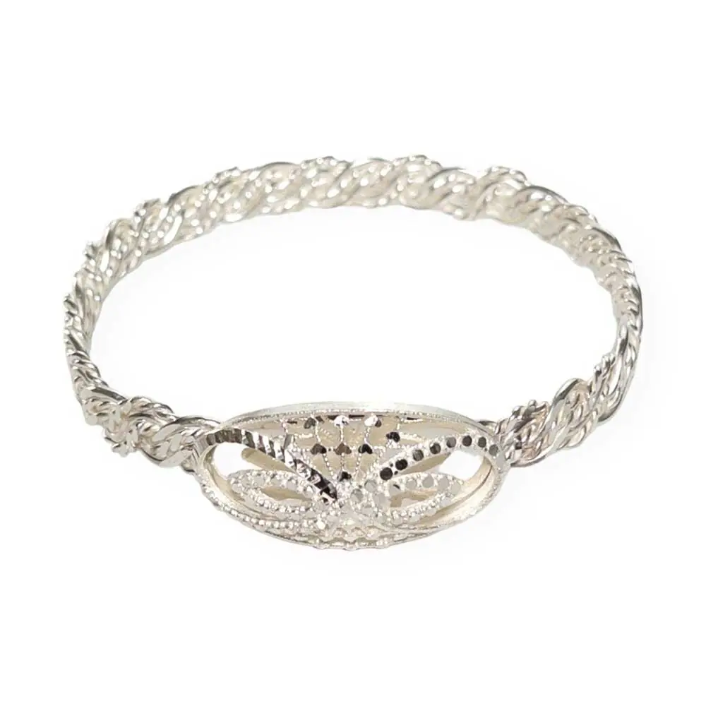 Erzurum Handcrafted Kaşlı Silver Twisted Bangle