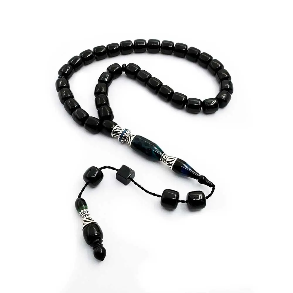 Capsule Fıçı Cut Usta Crafted Nakkaş imameli Erzurum Oltu Stone Prayer Beads