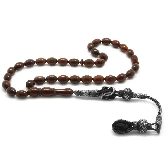 1000 K Silver Kazaz Tasselled Dark Color Arpa Cut Kuka Seed Prayer Beads