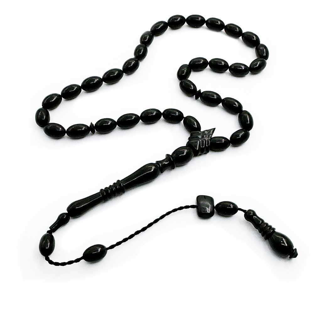 Plain Barley Cut Handcrafted Erzurum Oltu Stone Prayer Beads