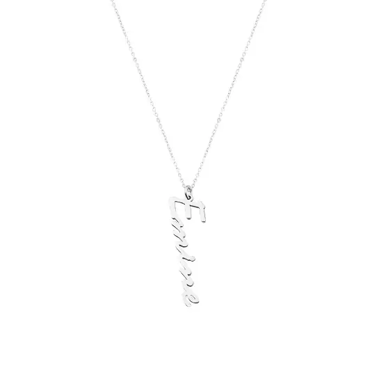 Dikey Design Personalized Name Engraved 925 K Silver Women's Necklace