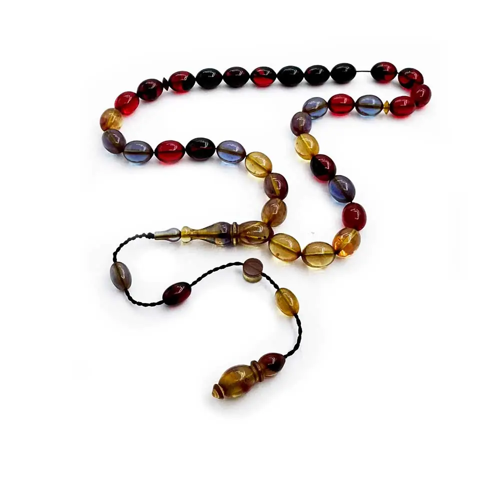 Multi Colored Usta Crafted Fire Amber Prayer Beads