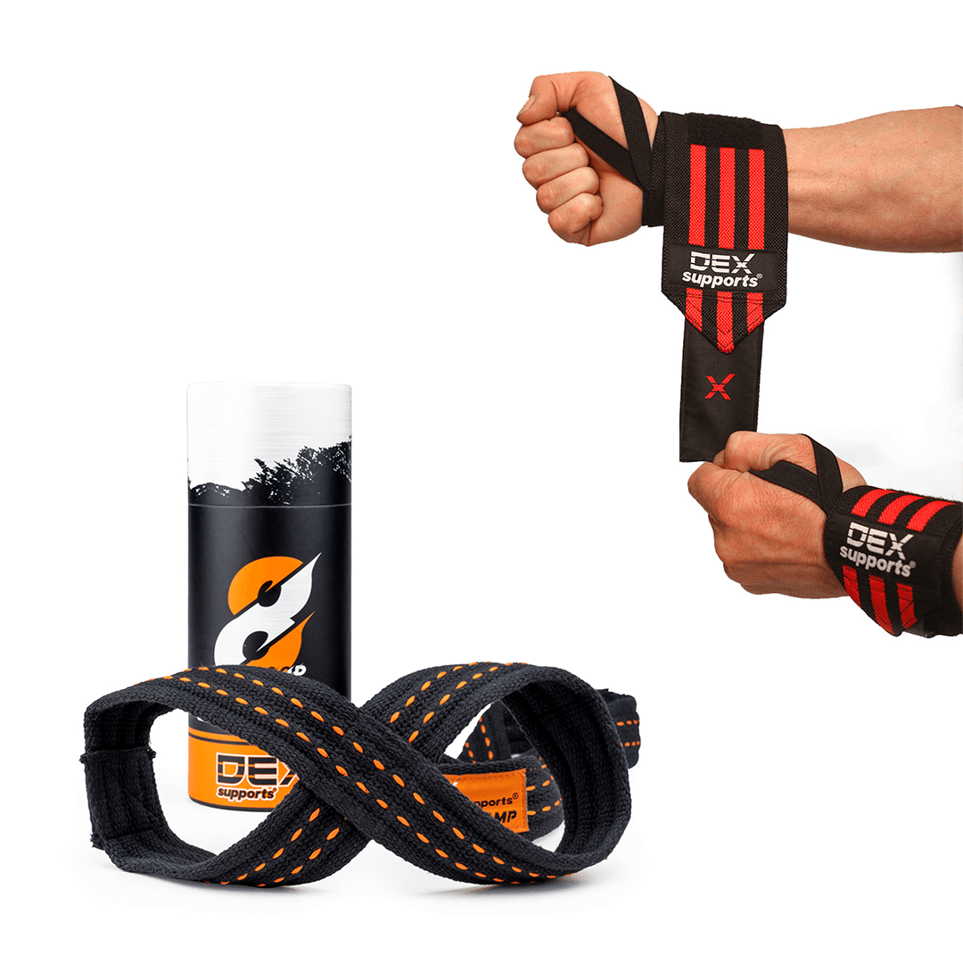 8 Loop Lifting Straps + Wrist Wraps 2'Li Set
