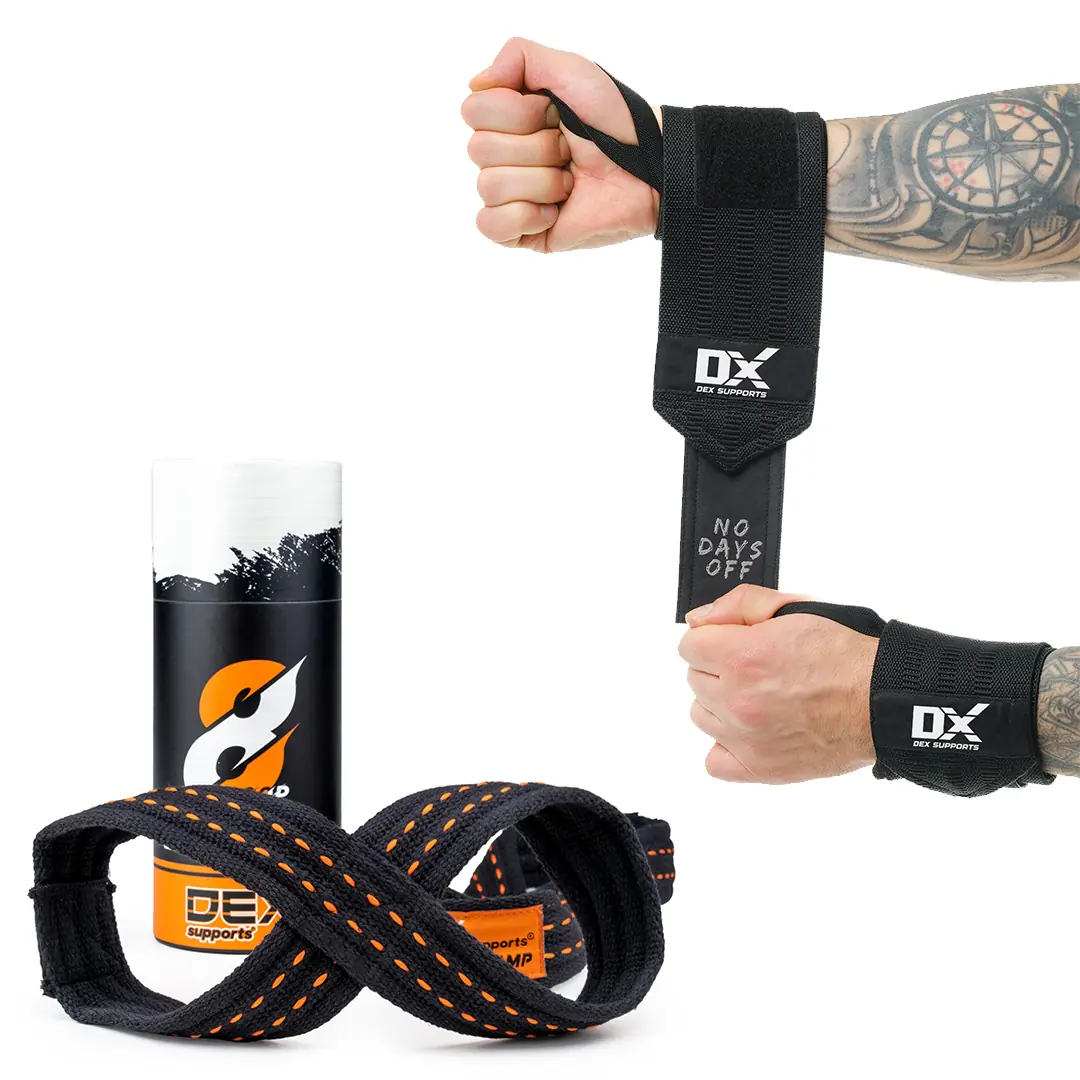 Figure 8 Raps Figure 8 Loop Lifting Straps + Legend Wrist Wraps 2'li Set - Dex Supports