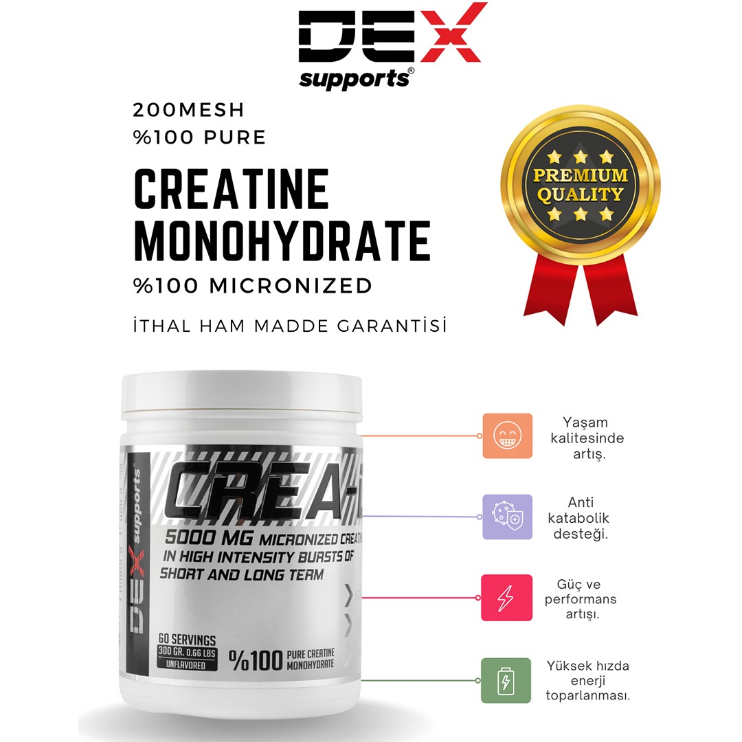 Kreatin , %100 Micronized Creatine Monohydrate 300g - 60 Servis