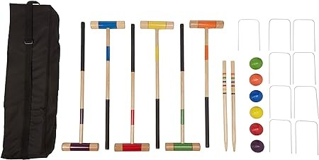 6 Player Croquet 23 piece Set with Carrying Case, Medium, Black