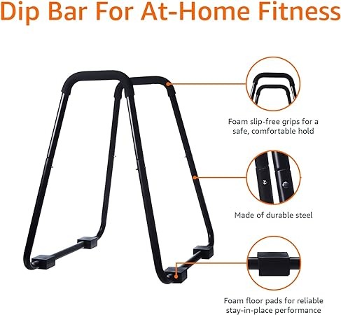 Dip Fitness Bar - 34 x 32 x 38 Inches, Black