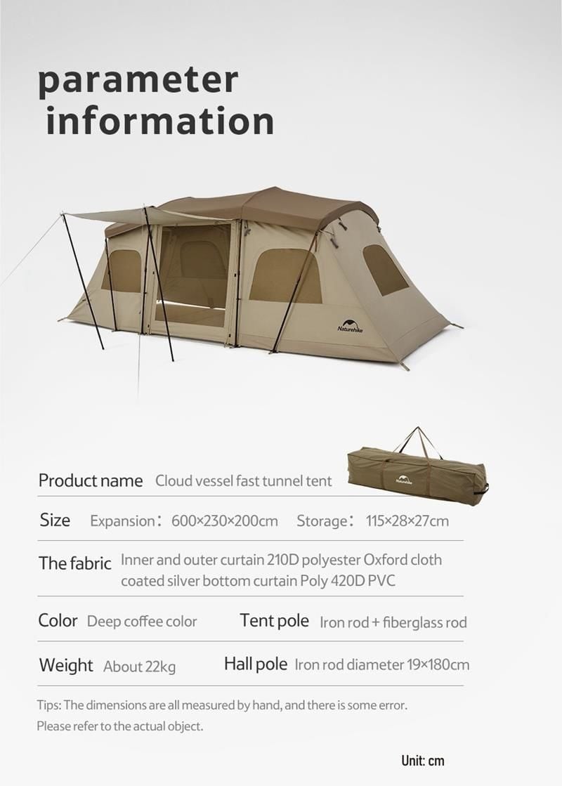 Naturehike Glamping Cloud Vessel 4 Kişilik Hızlı Kurulum Tünel Çadır