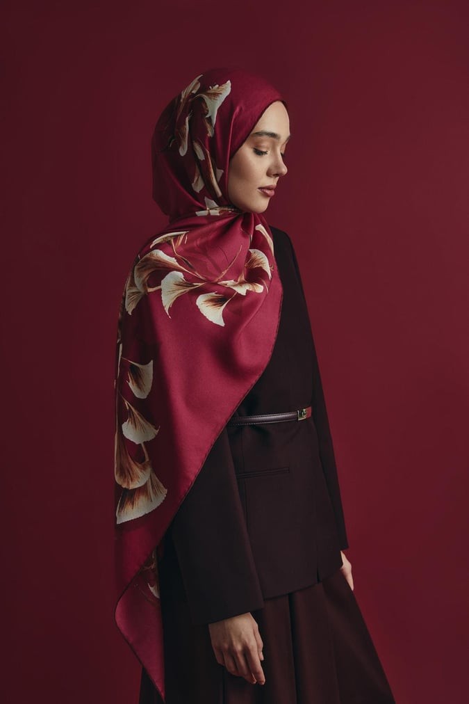 MİSK PAMUK İPEK ŞAL 70*190 CM - KIRMIZI