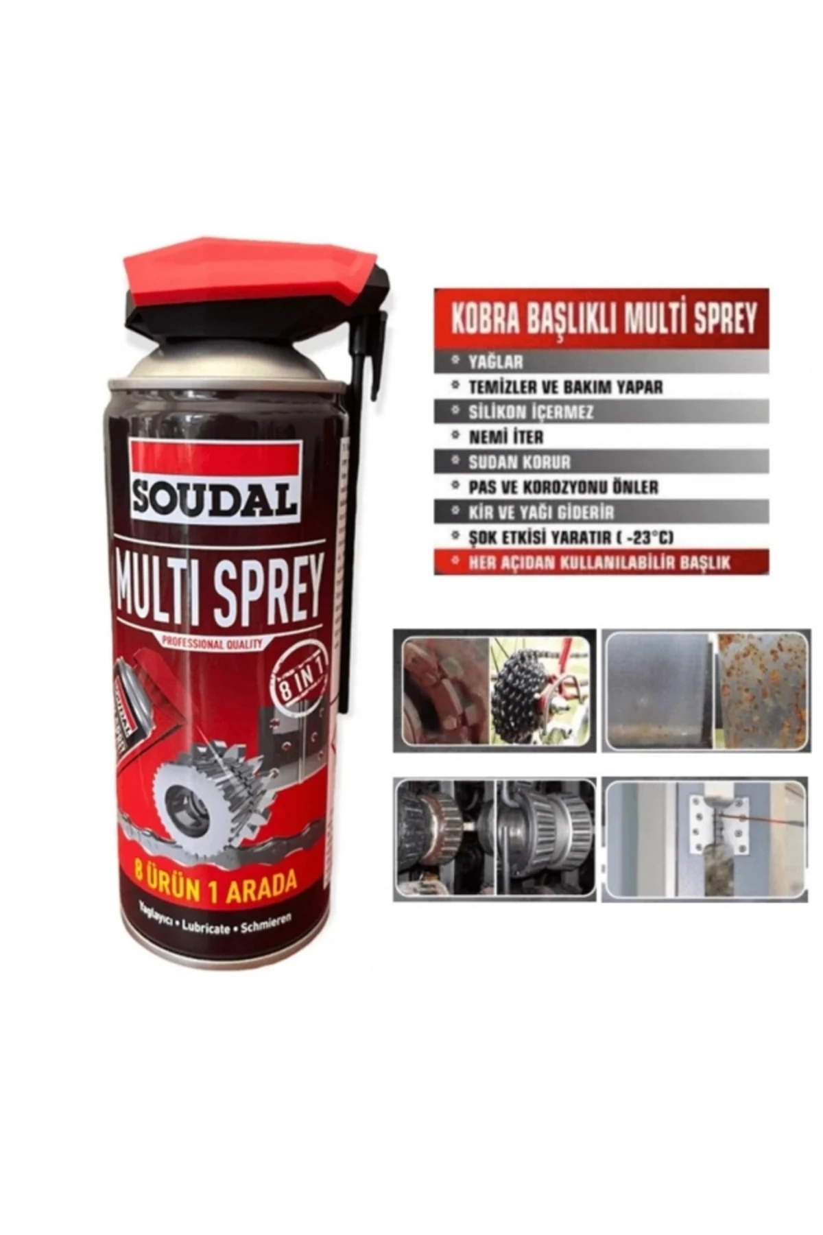2 ADET SOUDAL MULTI SPREY 400 ML KİR PAS SÖKÜCÜ BAKIM SPREYİ KOBRA BAŞLIKLI