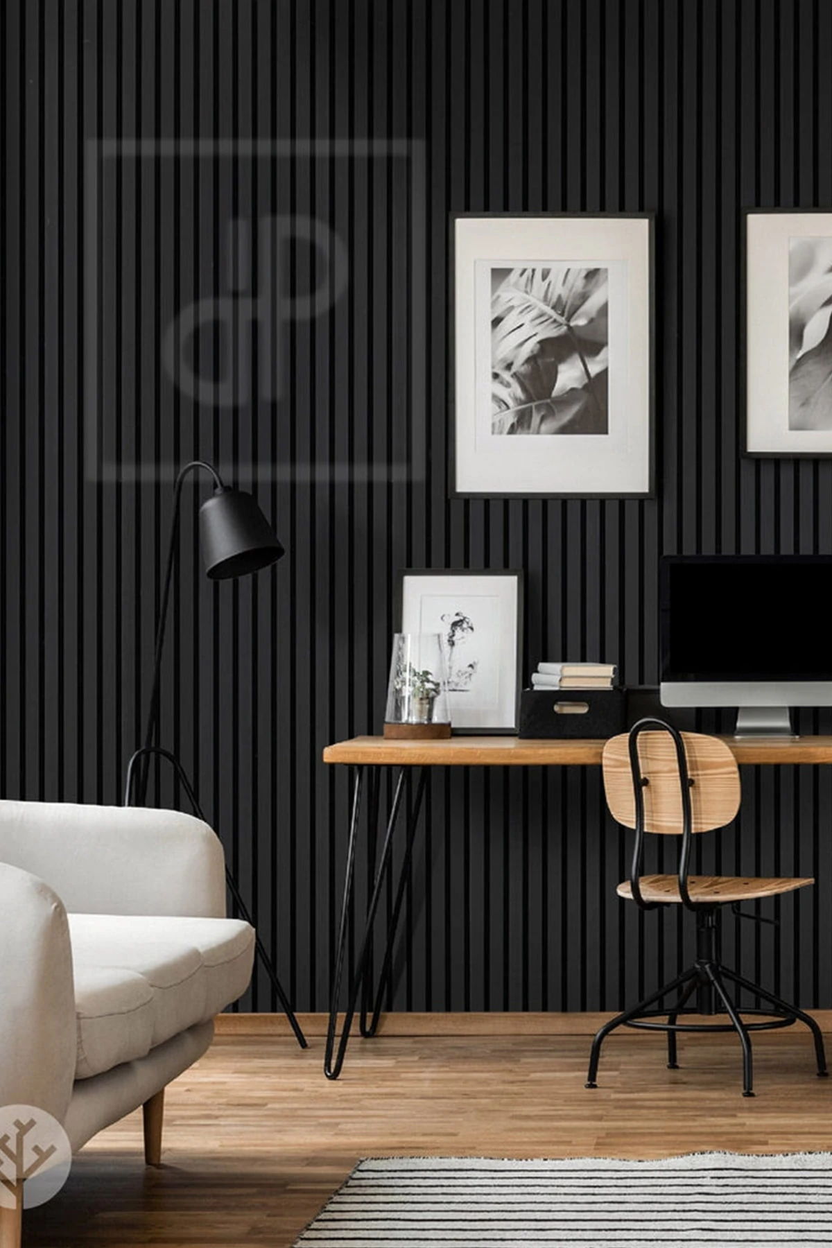 8mm Mdf Ahşap Akustik Duvar Kaplama Paneli 100x280 Cm - Siyah (8mm mdflam-4mm keçe)