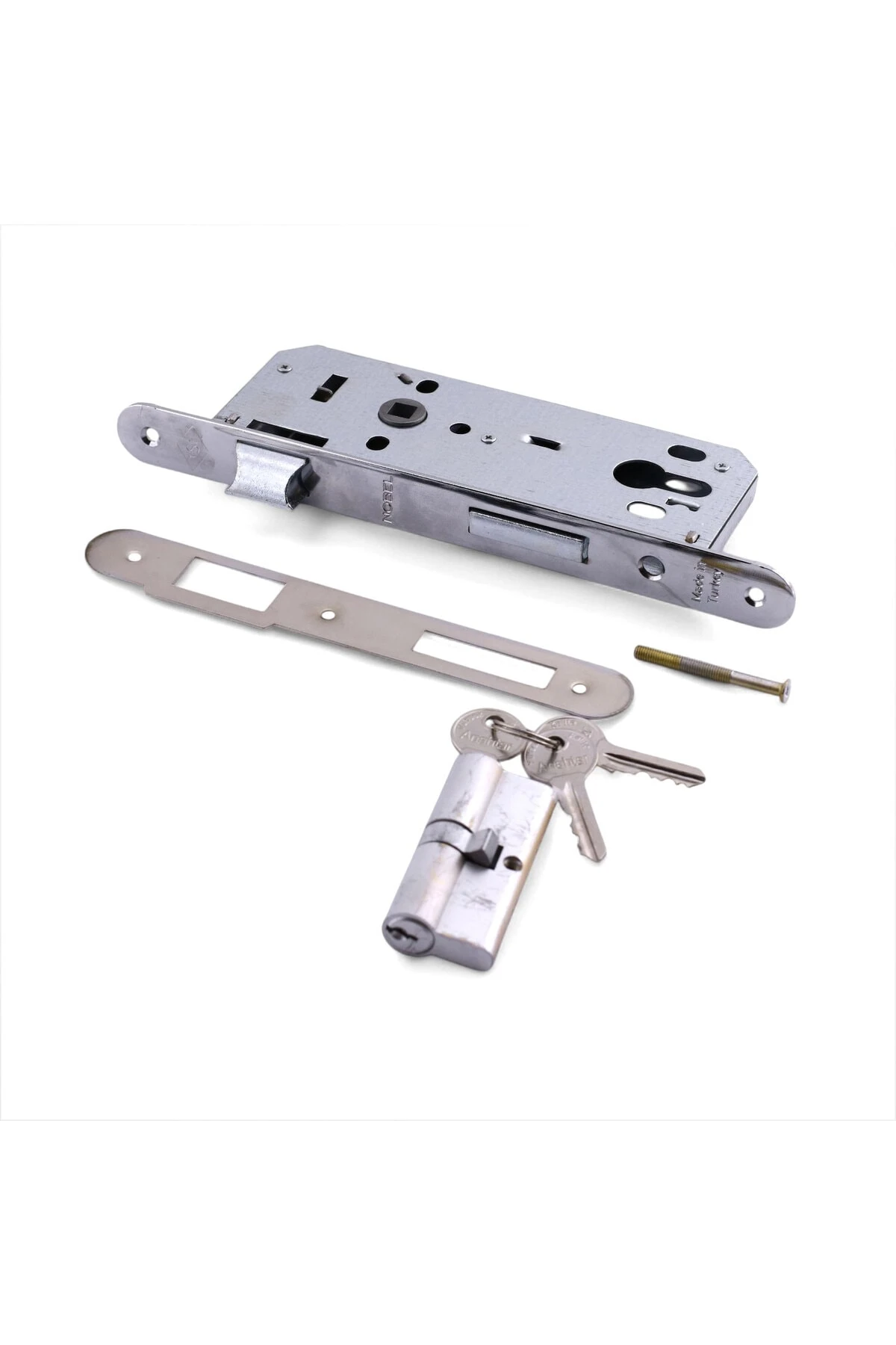 Yale Dış Kapı Kilidi Oda Kapısı Barelli Silindirli 40x23 mm 3 Anahtarlı Dayanıklı Oval Gömme Kilit