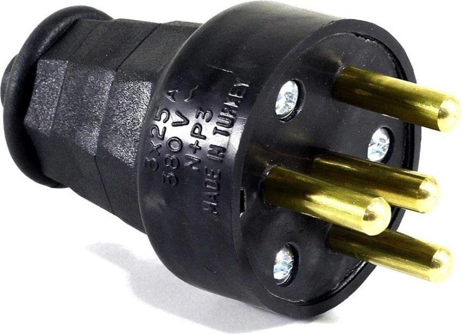 Trifaze Kauçuk Erkek Fiş 25 Amper 380 Volt
