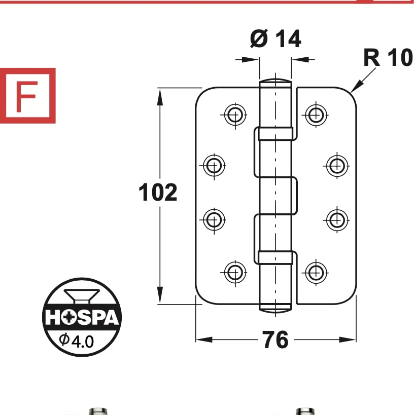 Yönsüz Kapı Menteşesi 304 Kalite Paslanmaz Çelik (F) - Inox Renkli