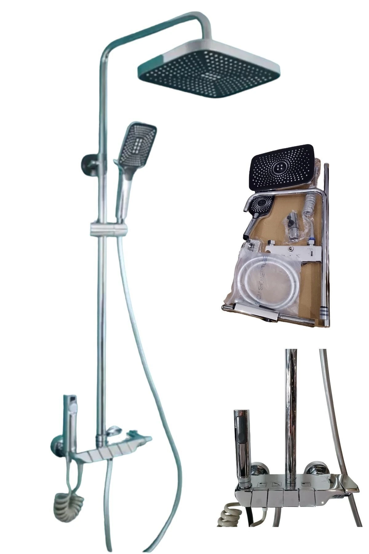 Piyano Robot Tepe Duş Seti Yağmur Tepe Banyo 4 Tuşlu Batarya Dahil Duş Seti