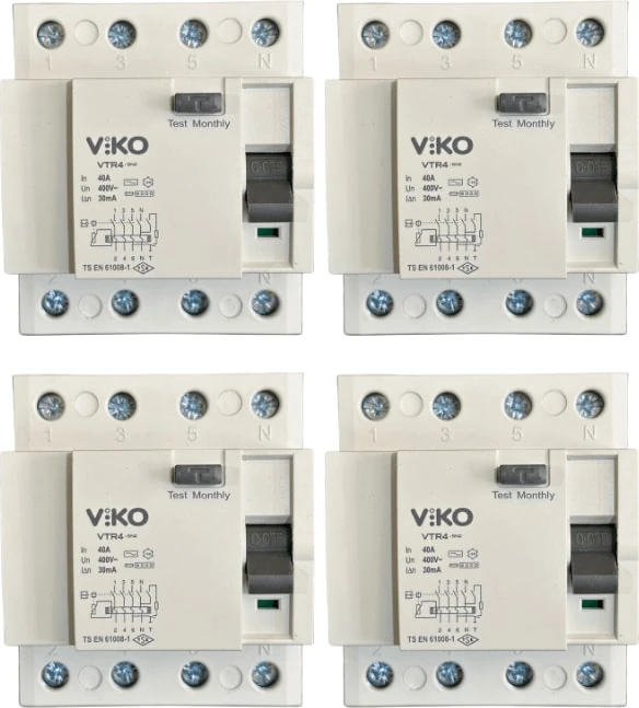 30MA 40A 4p Kaçak Akım Koruma Rölesi (4 Adet)