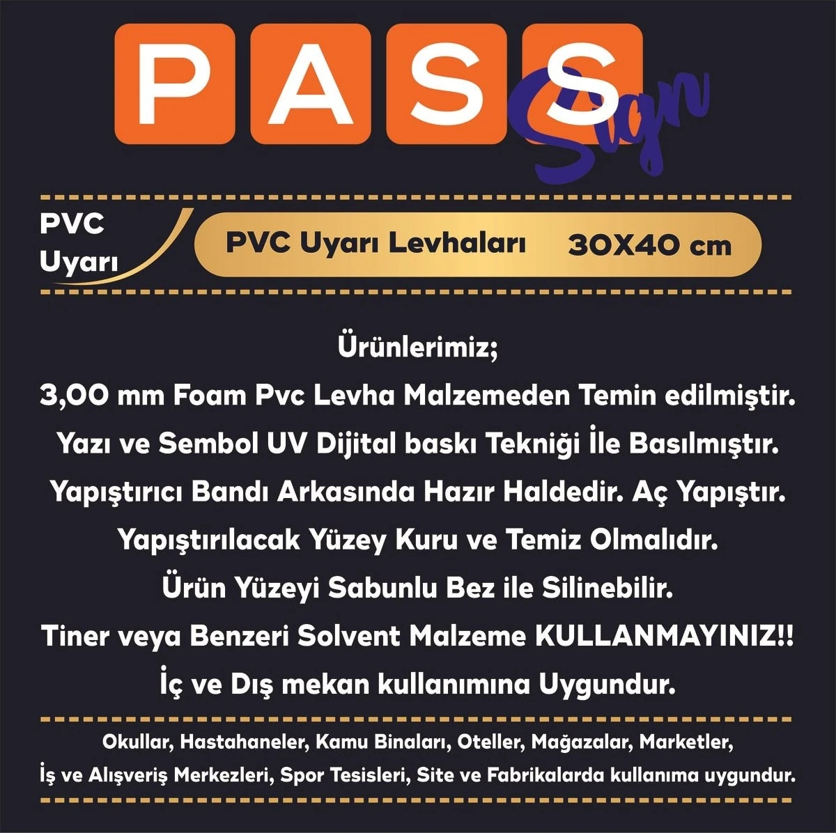 Uyarı Levhaları " Havuz Kuralları" 30X40CM Pvc Levha