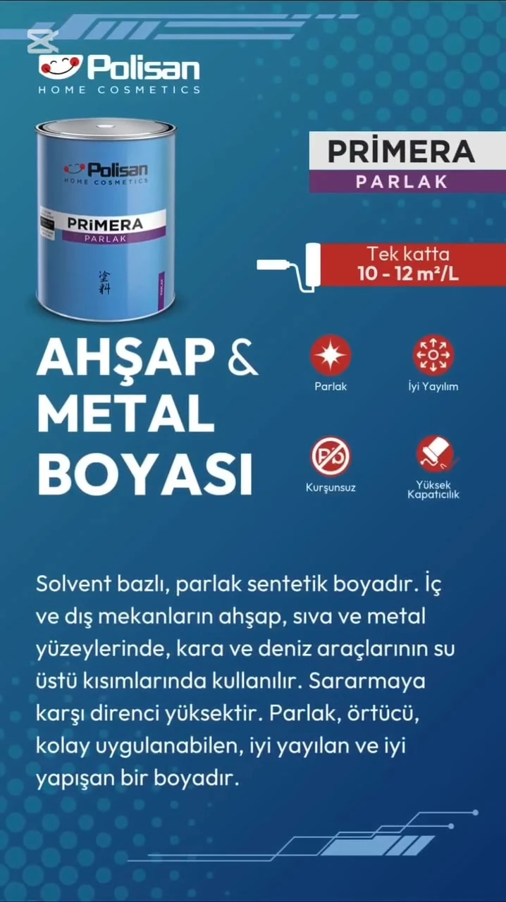 Primera Parlak Yağlı Boya Sınırsız Renk - Kırmızı