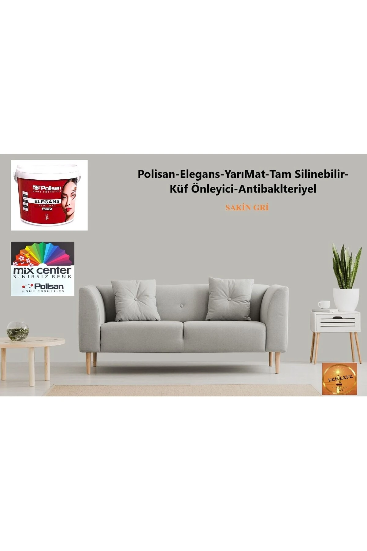 -elegans-küf Önleyici-tam Silinebilir-anti Bakteriyel-iç Cephe Duvar Boyası-ci-7622-sakin Gri