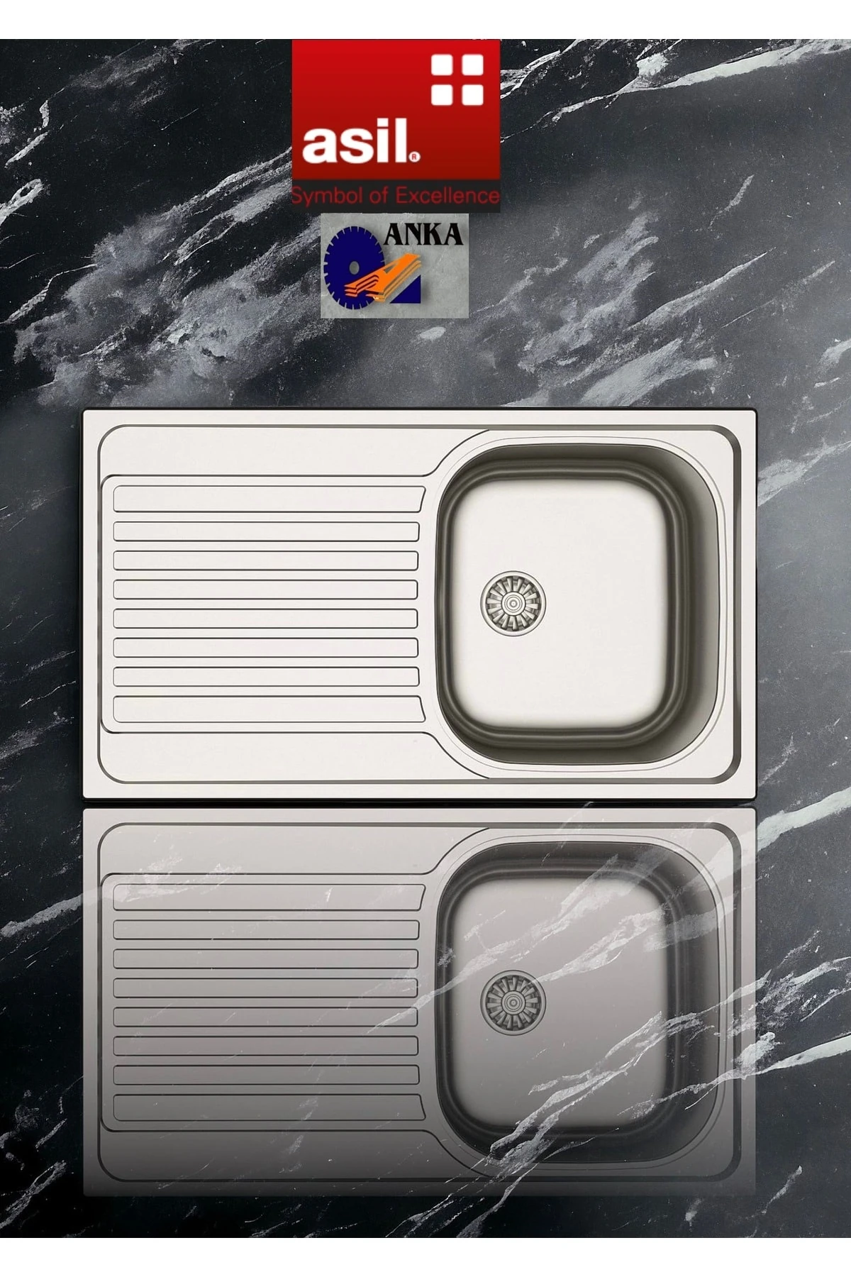 Inset Series As 89 50×86 Mikro Keten Dokulu Sol Damlalıklı Paslanmaz Çelik Eviye (SİFON DAHİL)