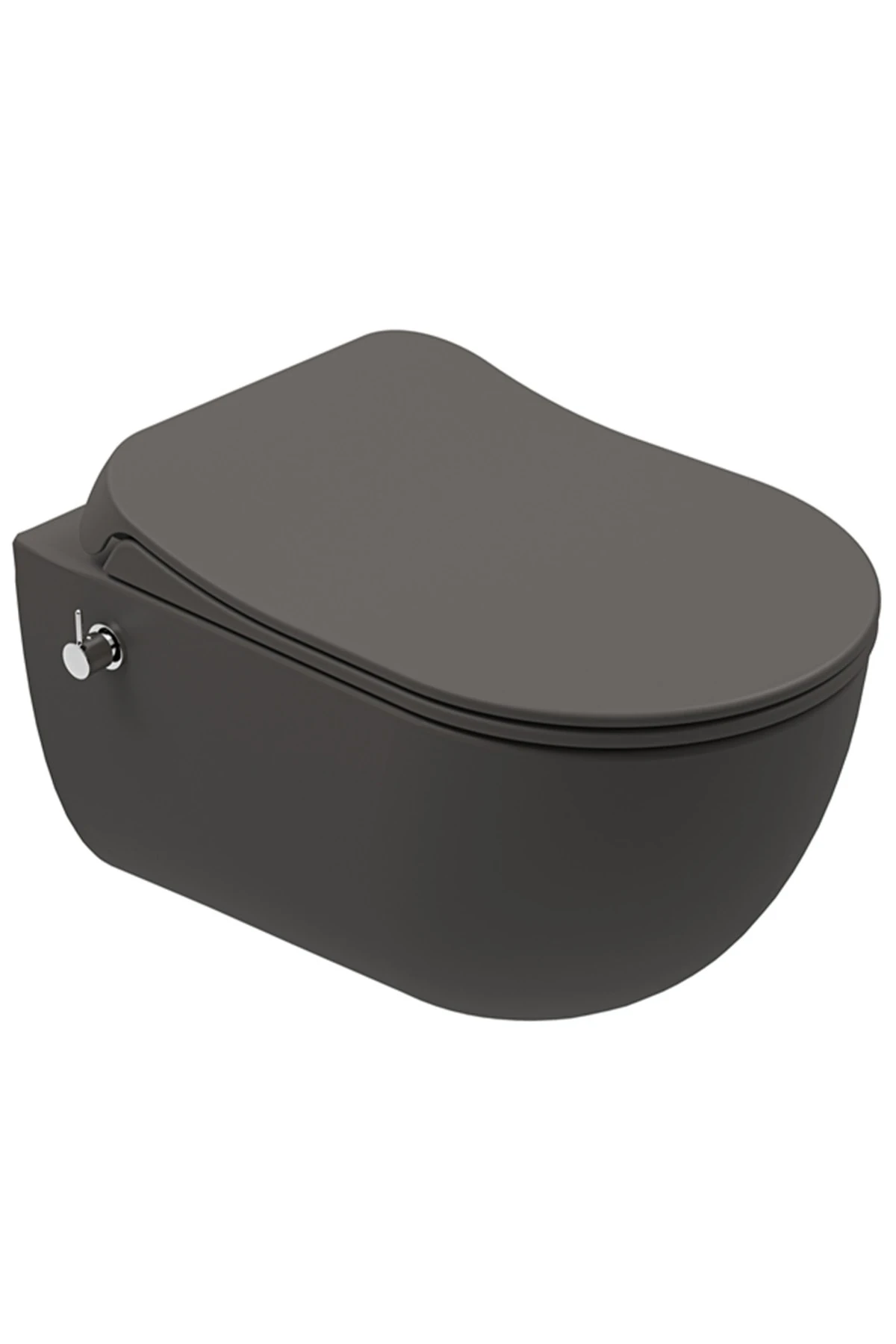 Zero 2.0 Kanalsız Asma Klozet Taharet Musluk Entegreli + Ultra Slim Yavaş Kapak (Mat Antrasit)