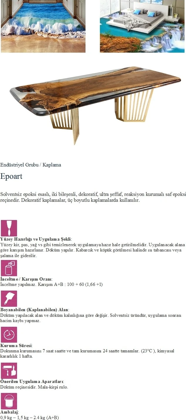 Epoksi Reçine EPOART Ultra Şeffaf 2,4KG